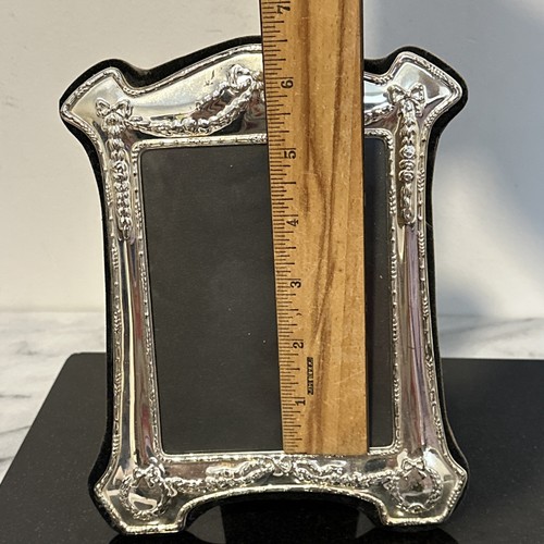 Vintage Art Nouveau Style Ribbons Bows Silver Tone Metal Picture Frame 3.75x5” - Picture 9 of 13