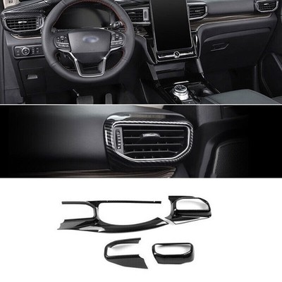 ABS Carbon Central Console Dashboard Vent Trim 4pc For Ford Explorer 2020-2023