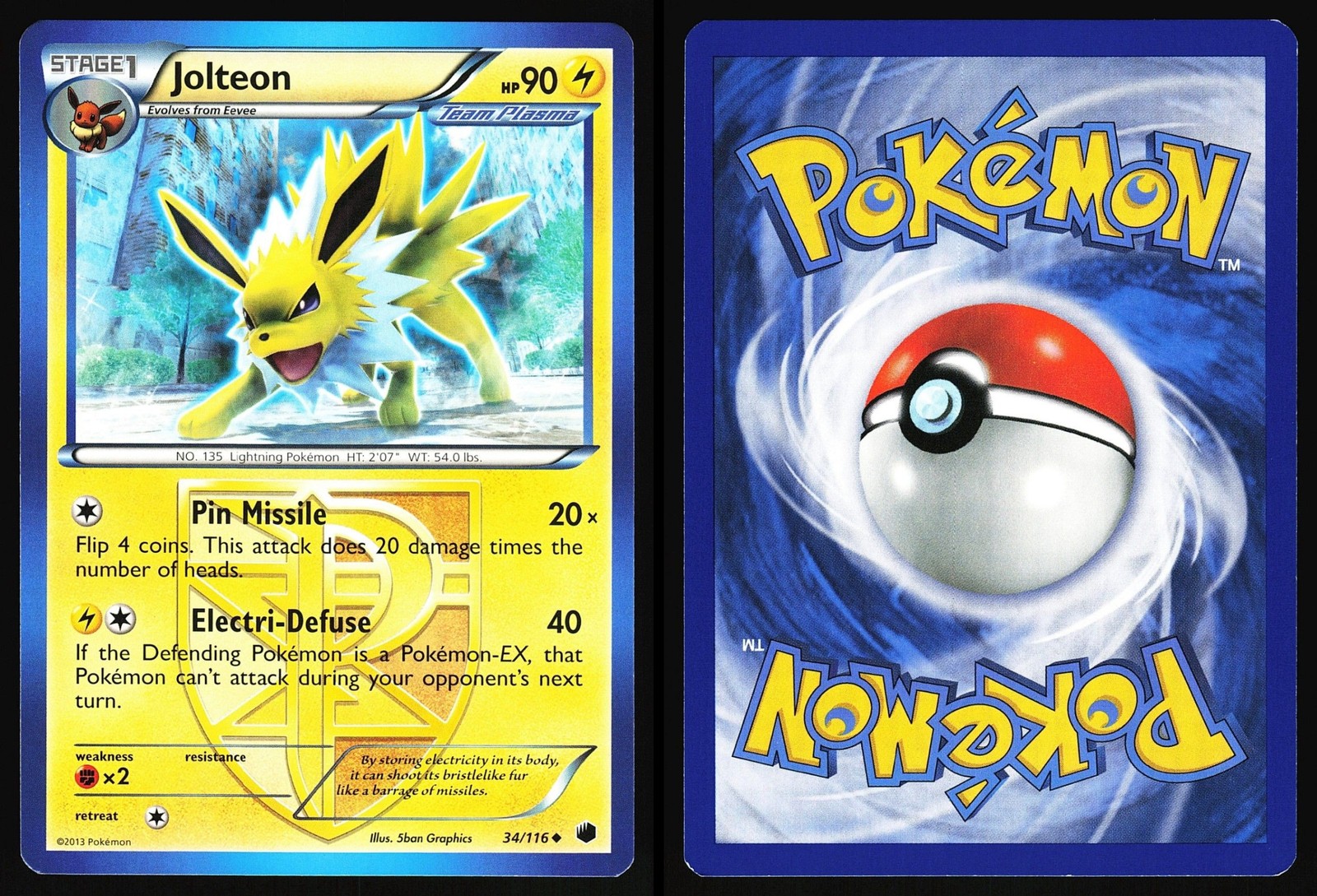 JOLTEON 34/116 - LP - PLASMA FREEZE UNCOMMON ENGLISH POKEMON CARD