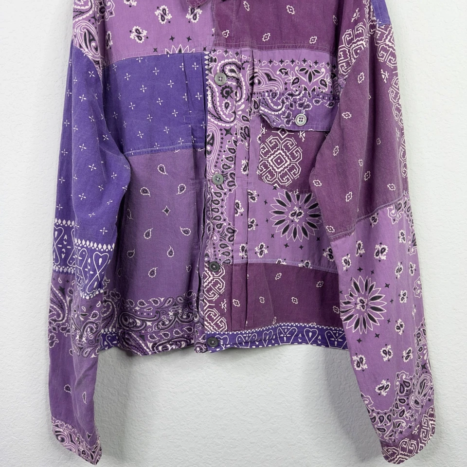 Camisa MNML Hombres XXXL Púrpura Bandana Patchwork Paisley Grunge Indie Streetwear Y2K Foto 4 de 4