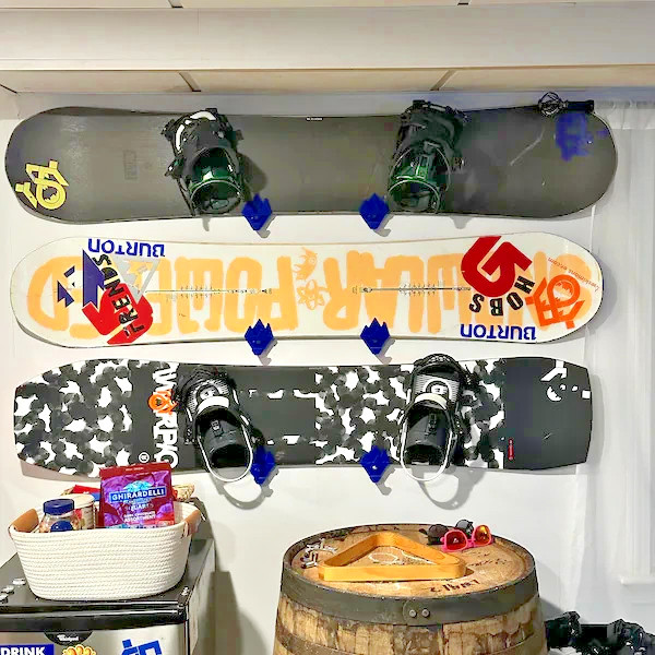 Wall Mount for Snowboard Display & Storage with Hooks, 2 Pack Set