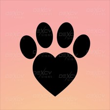Paw Decal Heart Love Decal Sticker Dog Cat Pet bowls Litter box Car Window Wall