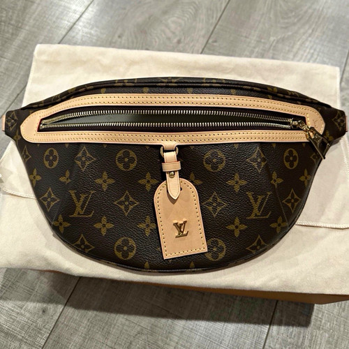 Louis Vuitton Highrise Bumbag Monogram Zip Belt Bag, Brown Beige, Strap