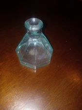  8 SIDED 1850s UMBRELLA INK BOTTLE CRUDE WHITTLED GLASS NICE!