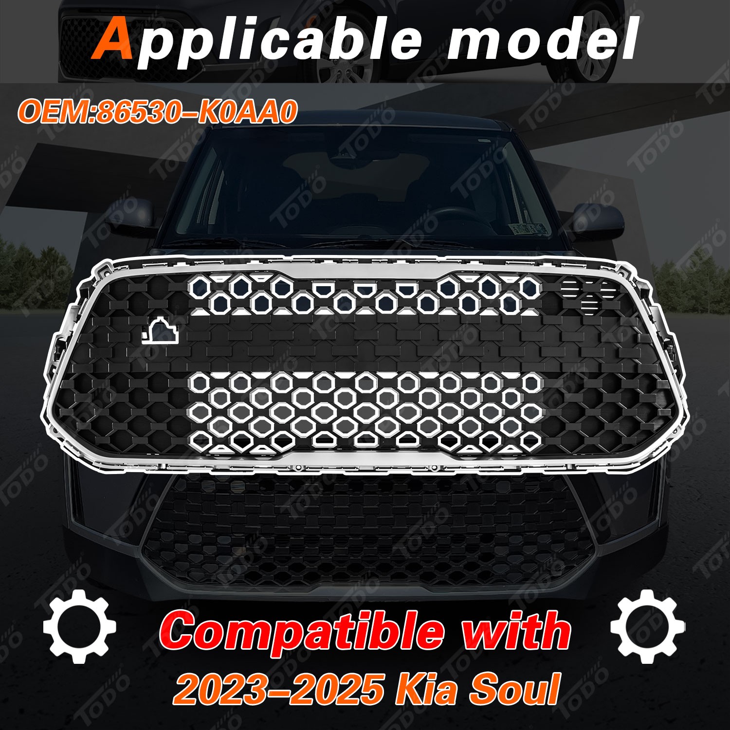 Fits Kia Soul LX S EX Hatchback 2023-2025 Front Bumper Lower Grille 86530K0AA0