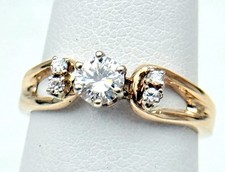 Vintage Mid-century 14k Yellow Gold Diamond Simple Engagement Ring Sz 5.5
