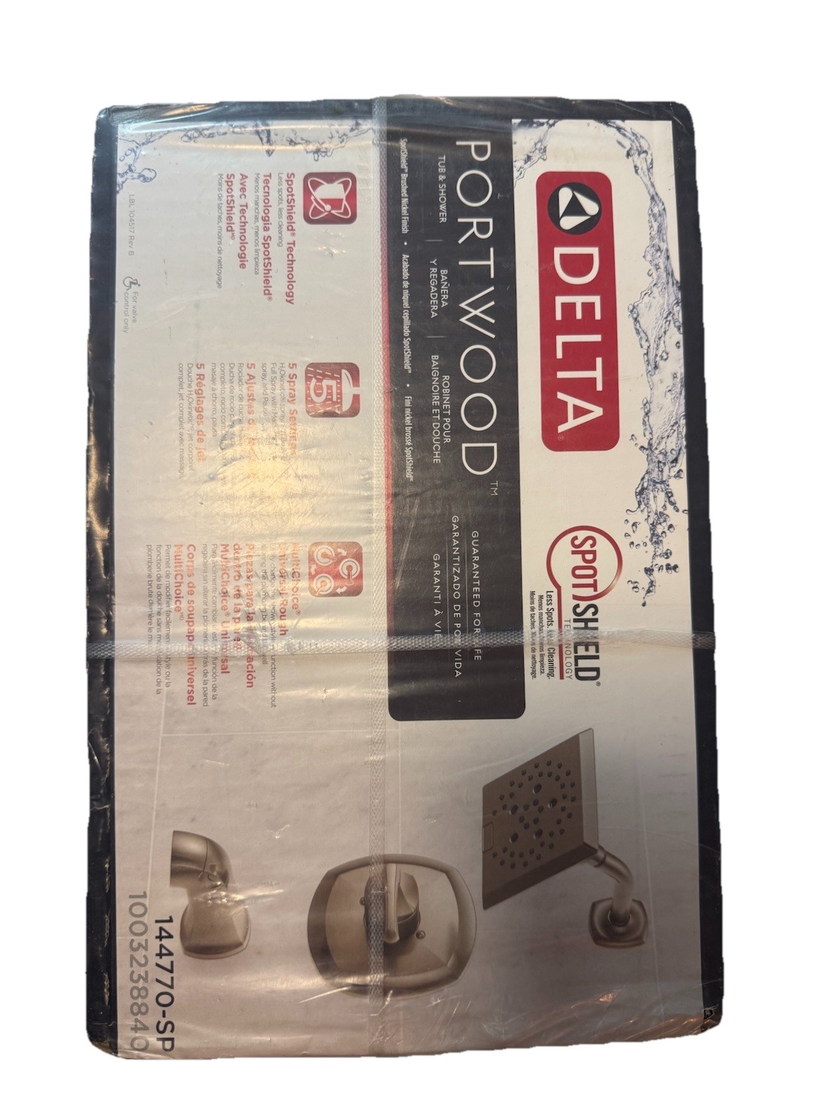 Delta Portwood 1 Handle Tub  Shower Faucet Kit Brushed Nickel 144770-SP