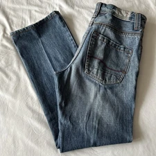 White Stuff Mens Jeans W34 L32 Straight Button Fly Mid Blue Cotton Denim Bootcut