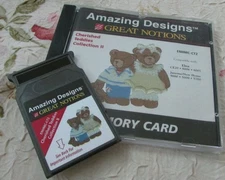 Janome Amazing Designs CHERISHED TEDDIES #2 Memory Embroidery Card w/Chart NICE