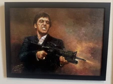 Scarface Framed Print Machine gun Mafia Gangster Al Pacino 