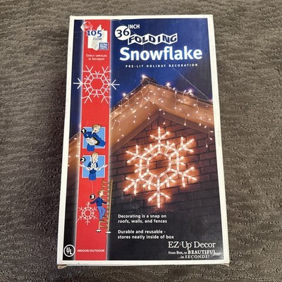 EZ Luminations 36  Pre-Lit Folding Snowflake Outdoor Hanging Christmas Decor