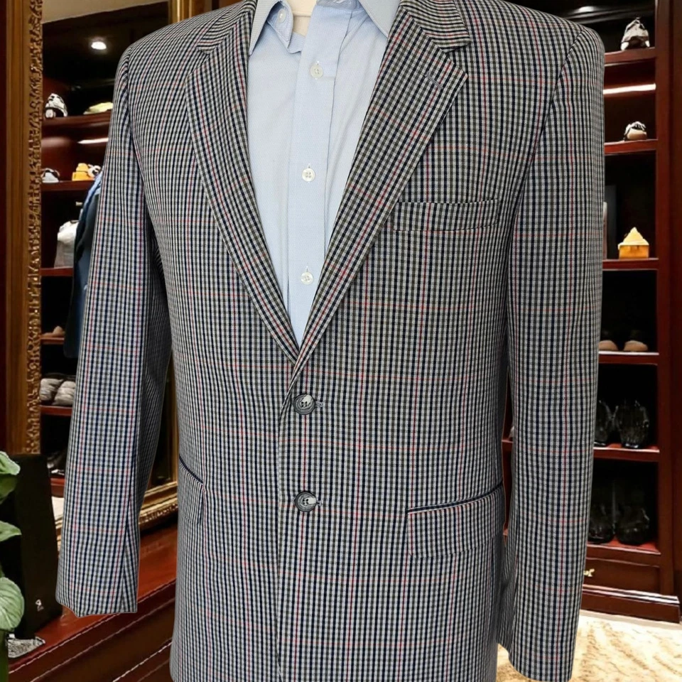 Vintage Colorful Check Blazer 40r 50 Eu Made In France Gianni Caporale - Image 3 of 4