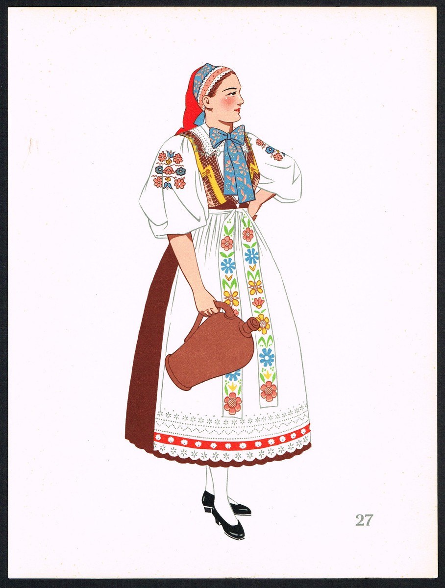 Vintage Slovak Slav Traditional Clothing Costume Fashion