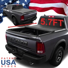 Soft Roll-Up Bed Tonneau Cover for 2019-2025 Ram 1500 5.7FT 67.4" w/o RamBox