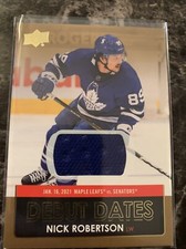 Nick Robertson  2021-22 Upper Deck Series 1 Debut Dates #dd-15 Patch