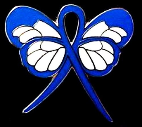 Blue Ribbon Butterfly Pin Awareness Colon Cancer Child Abuse Anti Bullying New - Picture 4 of 7