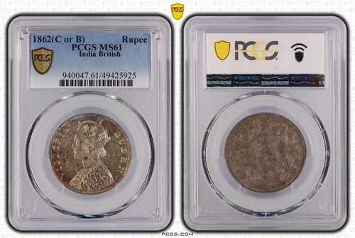 1862 BRITISH INDIA RUPEE COIN PCGS MS61 - Picture 3 of 3