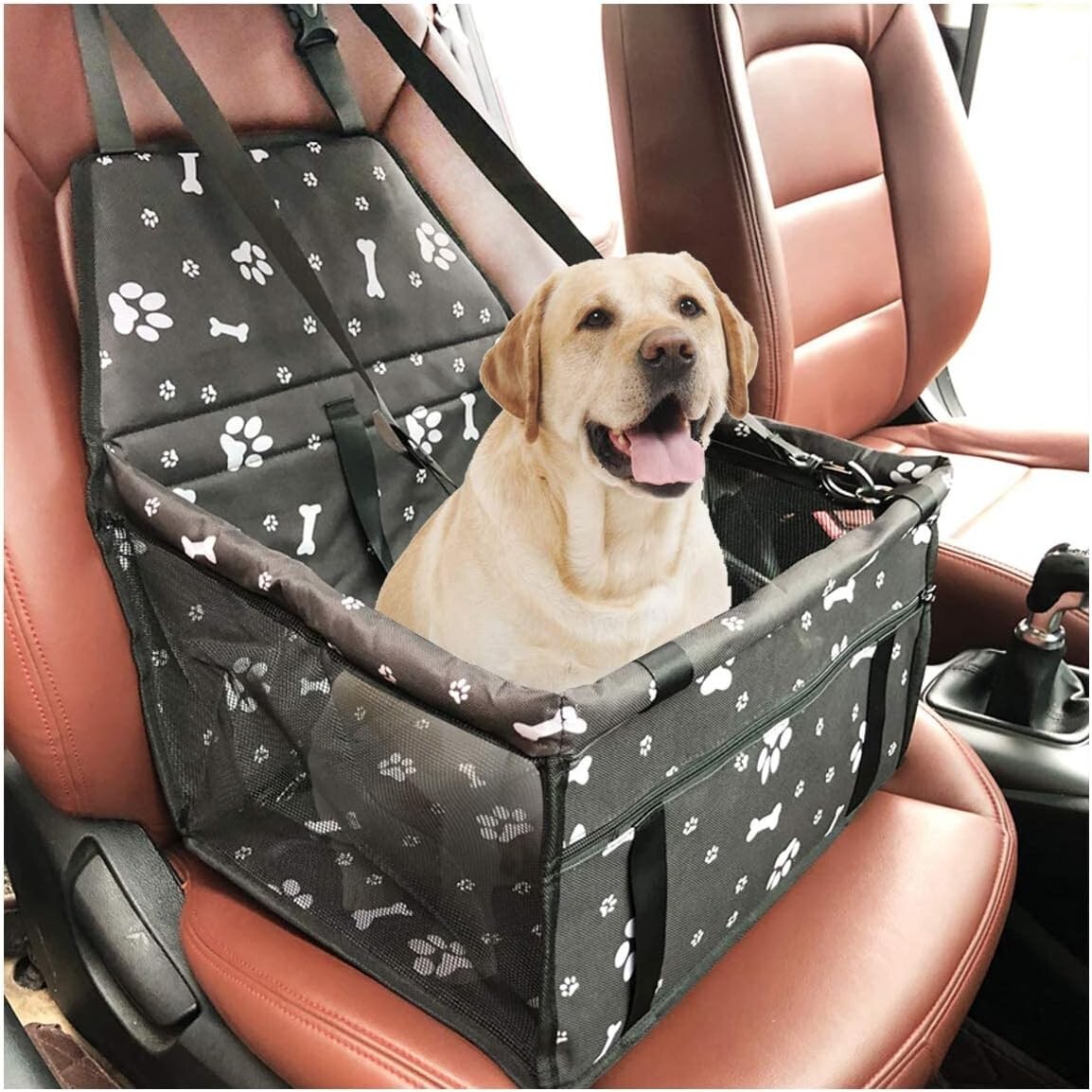 Siège de Voiture pour Chien et Chat en Tissu Oxford Étanche Noir Taille M