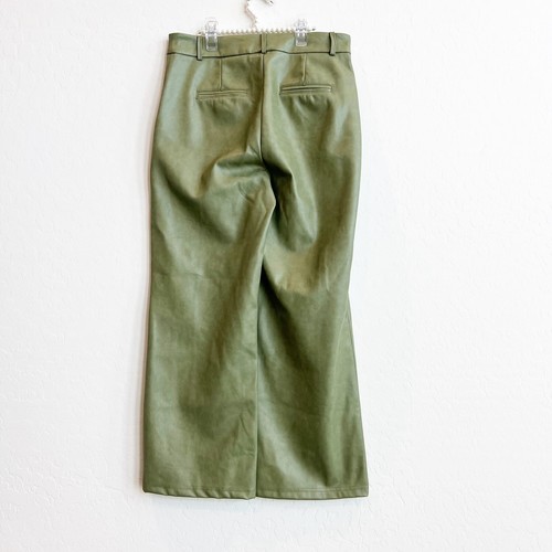 NEW 7 For All Mankind Women's Faux Leather Wide Leg Crop Pants Green Medium - Picture 5 of 8