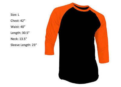 3/4 Sleeve Raglan Baseball Mens Plain 