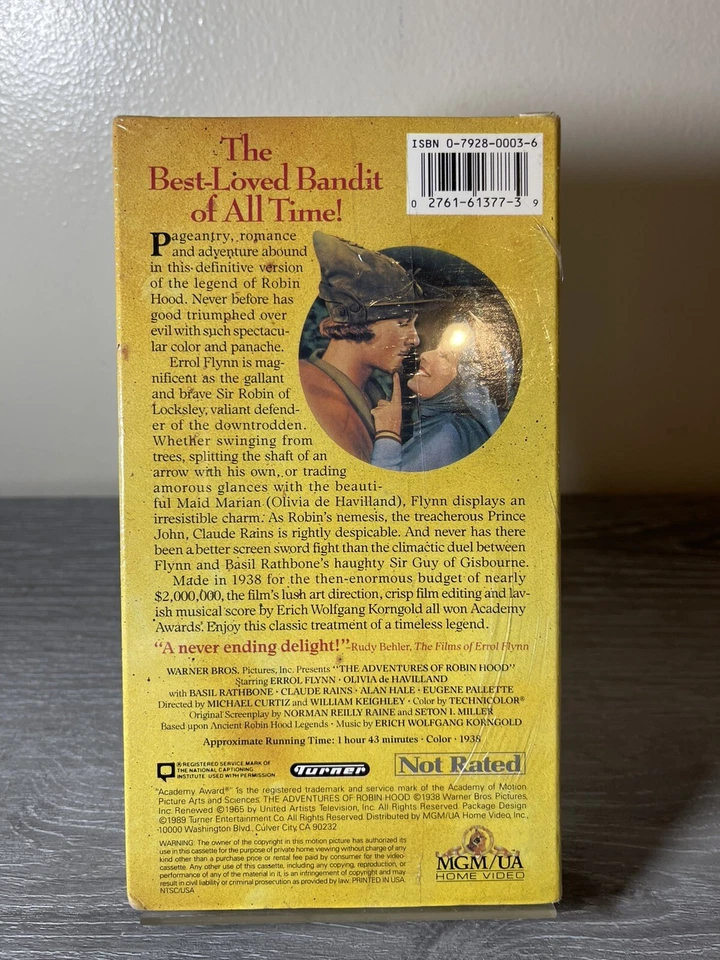 The Adventures of Robin Hood VHS New, Sealed Errol Flynn, Olivia DeHaviland Foto 2 de 2