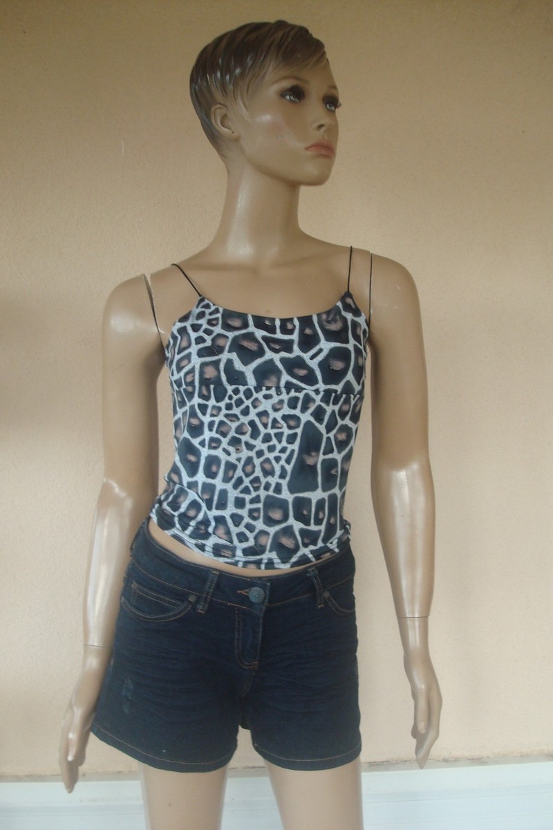 HAUT TOP D ETE PIMKIE A BRETELLES LEOPART COURT T S 36/38 NEUF