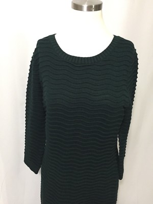 Calvin Klein Dark Hunter Green Ribbed Textured Sweater Dress Large  Excellent | eBay