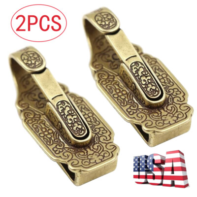 2Pcs Brass Waist Belt Clip Keychain Belt Loop Key Holder Keyring Wallet Chain