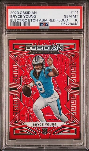 2023 Obsidian Bryce Young Electric Etch Asia Red Flood /90 #111 PSA 10 RC ROOKIE