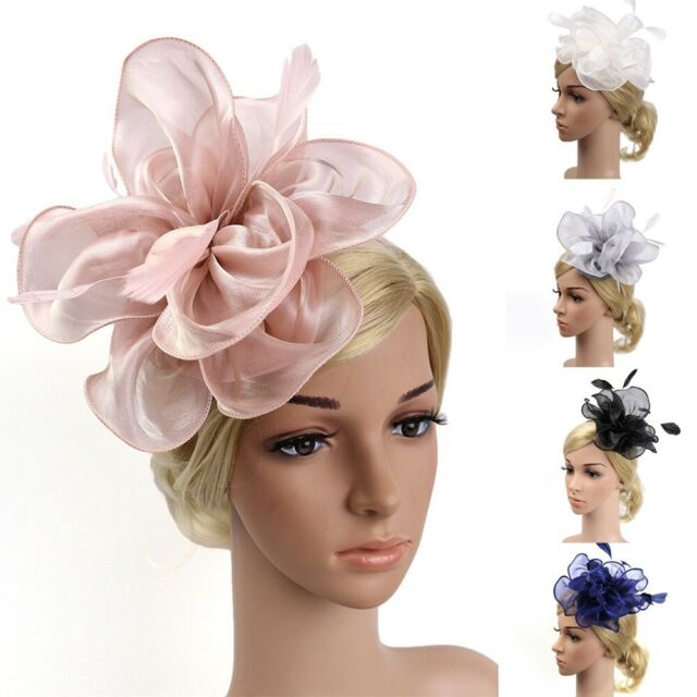 Feather Flower Headband Alice Band Fascinator Ladies Wedding Royal Ascot Race AA