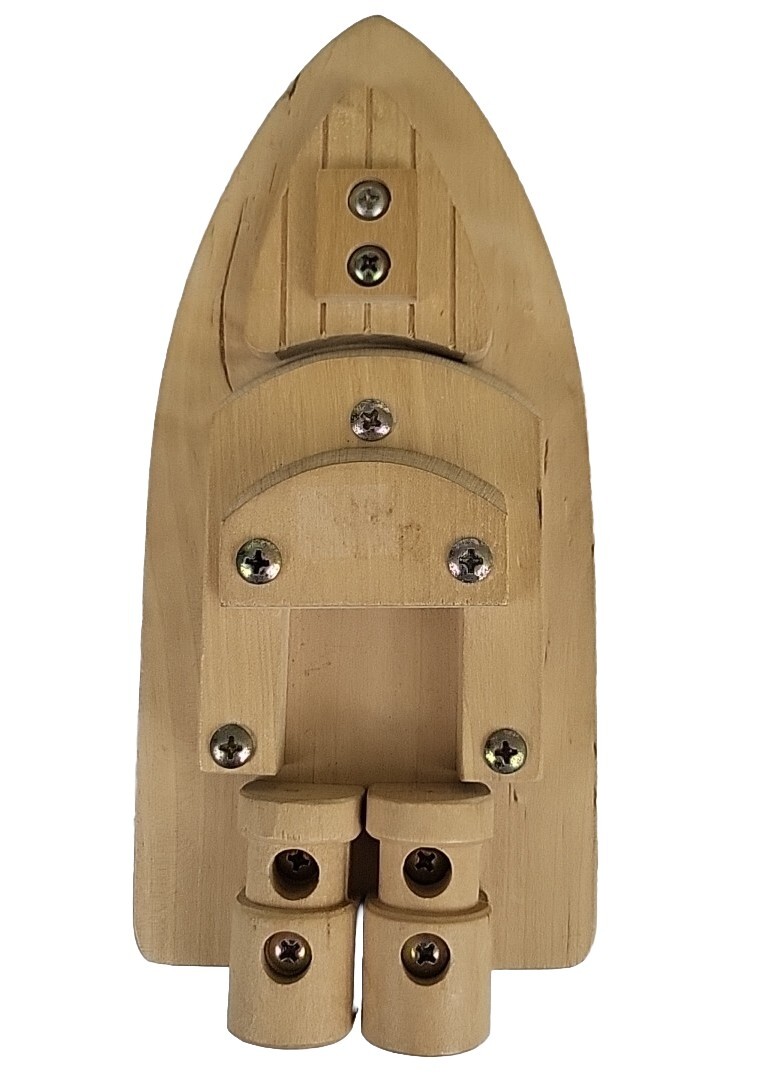 Tonka Wood Boat Wooden Ship 8.5 Inches Rolling Wheels