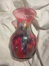 ArtGlass Vase - Rueven HandPainted Drip Neavou 7"