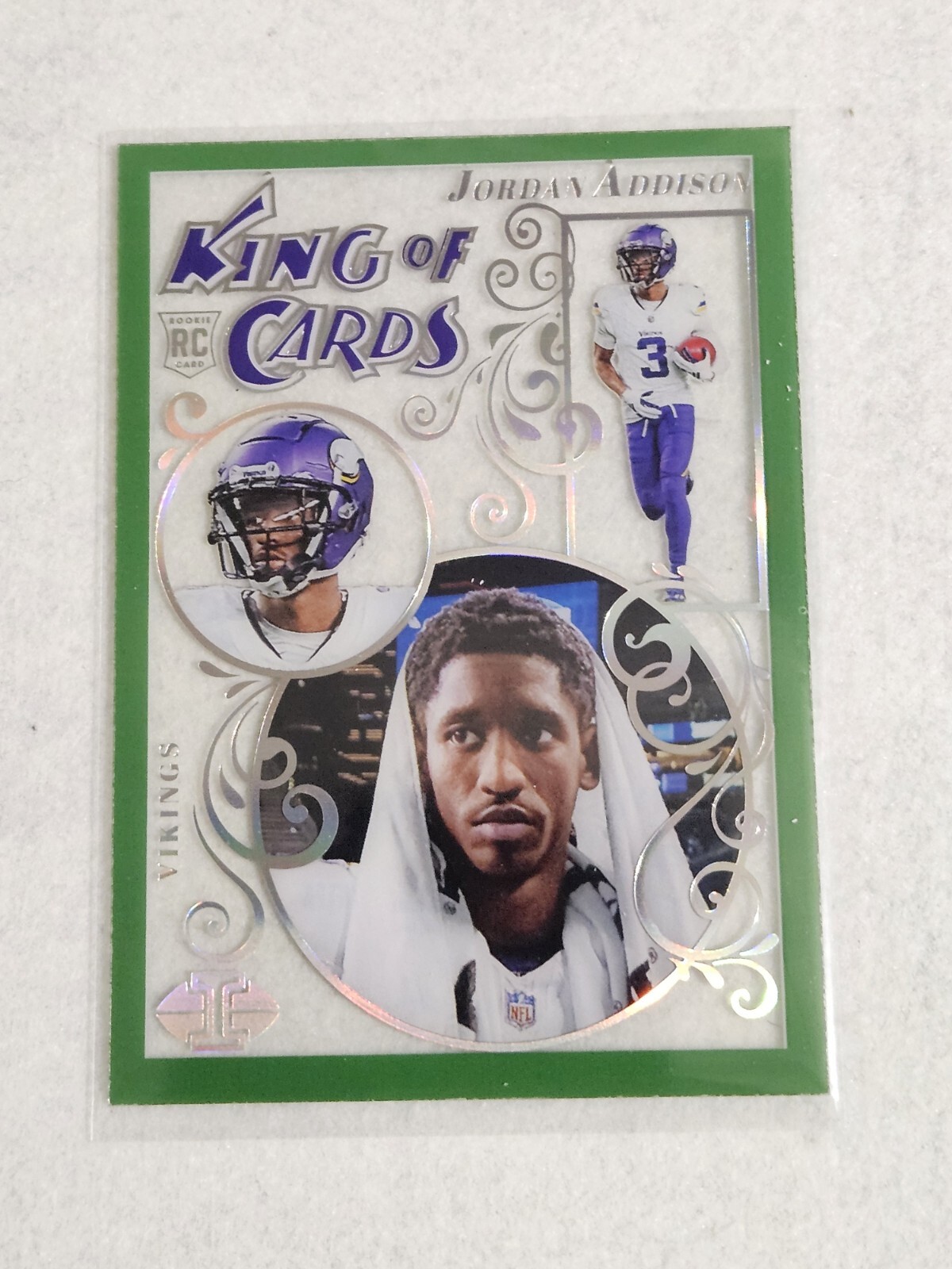 2023 Panini Illusions #19 Jordan Addison Emerald King of Cards RC