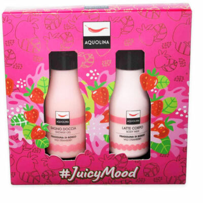 AQUOLINA Geschenkset Damen Bad Dusche Erdbeere Wald 125ml Körpermilchcreme