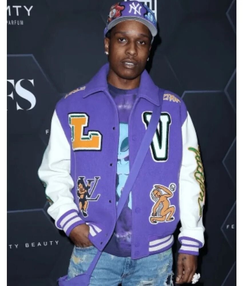 Louis Vuitton X Virgil Abloh AW22 runway purple frog varsity