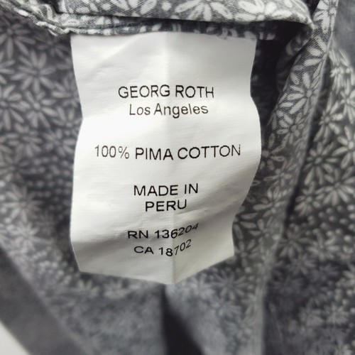 Georg Roth Los Angeles Shirt Mens XL Gray White Pima Cotton Flip Cuffs Button-Up - Picture 10 of 13