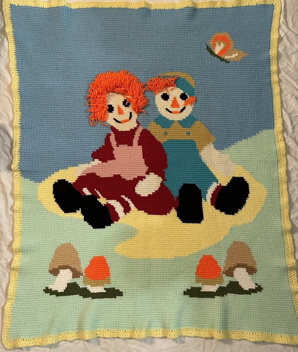 RAGGEDY ANN&ANDY ブランケット Raggedy Ann and Andy Crocheted Blanket 52