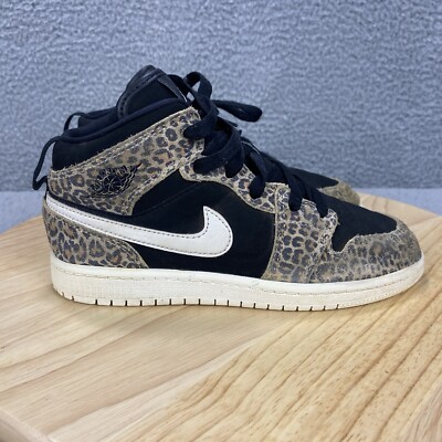 Nike Air Jordan Mid 1 Suede Leopard Sneakers Size 2Y Nike Air Jordan Mid 1 Suede Leopard Sneakers Size 2Y