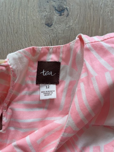 Tea Collection Pink Tropical Dress 100% Cotton, Smocked - Size 12 - Picture 3 of 7