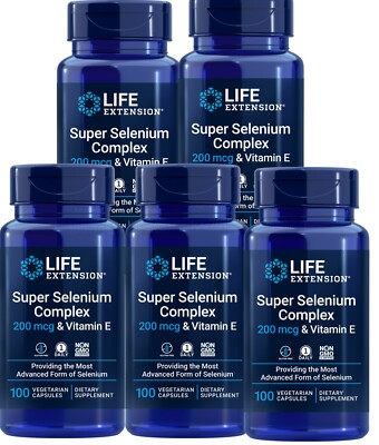 Super Selenium Complex - 200 mcg & Vitamin E - 5X100 Veggie Caps Life Extension
