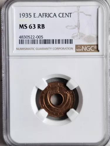 British East Africa 1 Cent 1935 NGC MS 63 RB