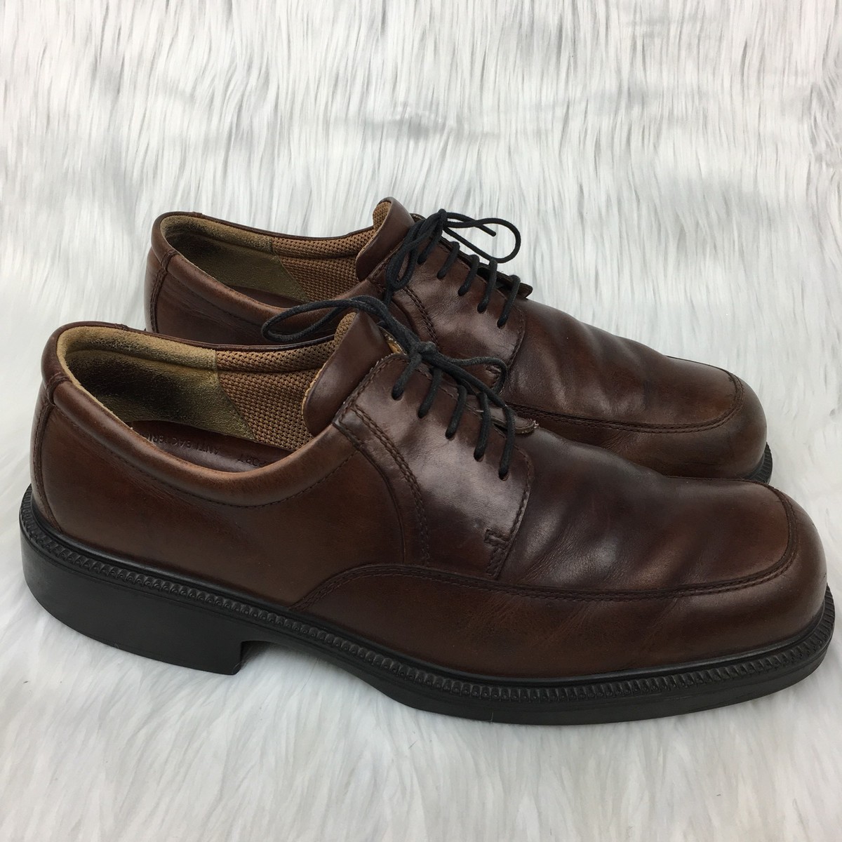Ecco 46 12 Dress Shoes Derby Leather Dark Brown Career Apron 