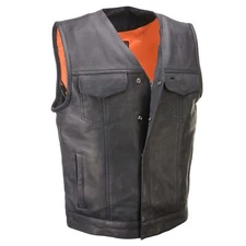 Milwaukee Leather MLM3503 Men's Black Premium Goat Leather Motorcycle Rider Vest