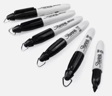 Sharpie Mini Permanent Marker - Bullet Tip - Fine Point - Black - Pack of 6