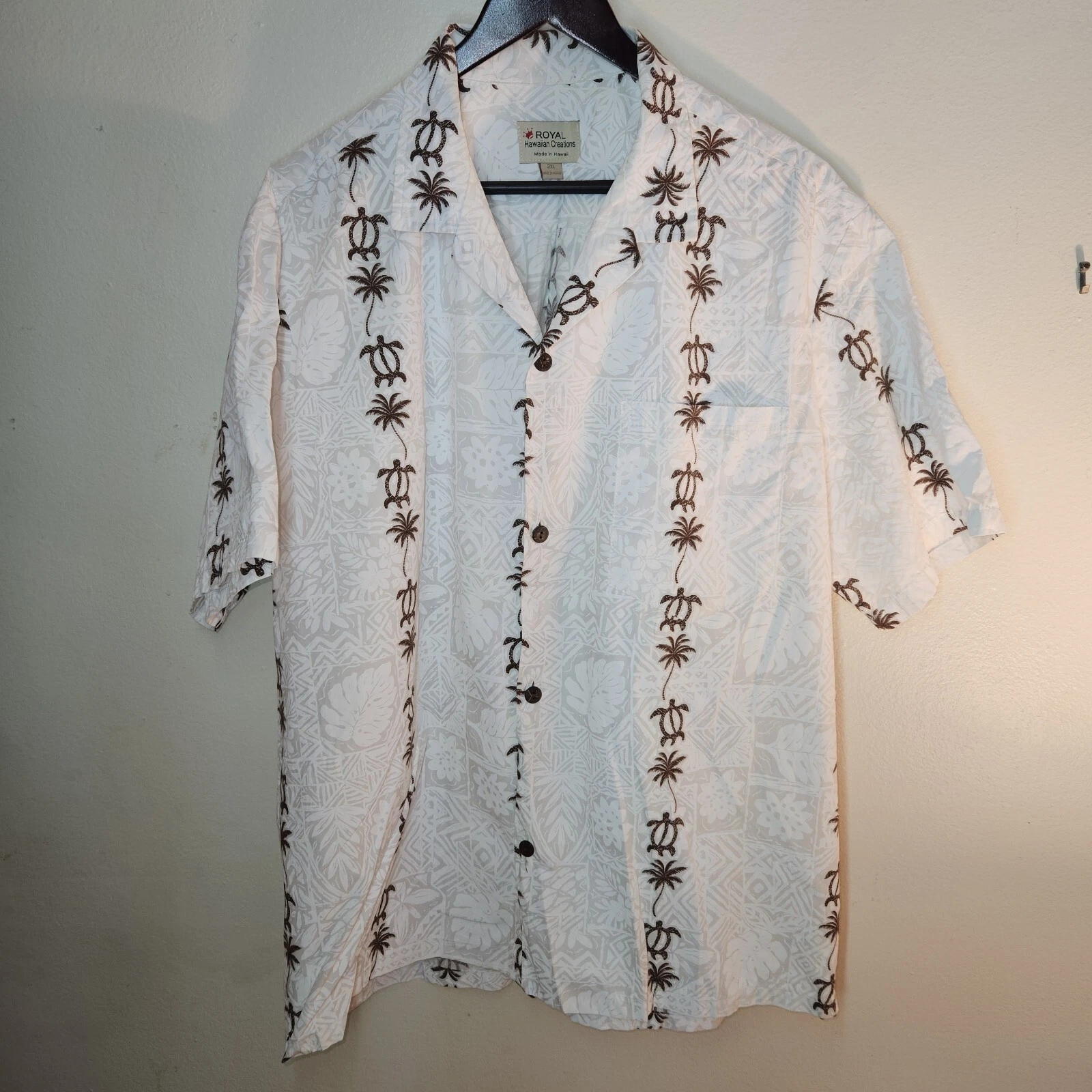 Royal Hawaiian Creations Shirt Men's Size 2XL Made In Hawaii Palm Tree Turtles