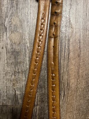 Vintage Eddie Bauer braided leather belt color brown Vintage 90s Eddie Bauer Beaded Western Brown Leather Belt  main image 4