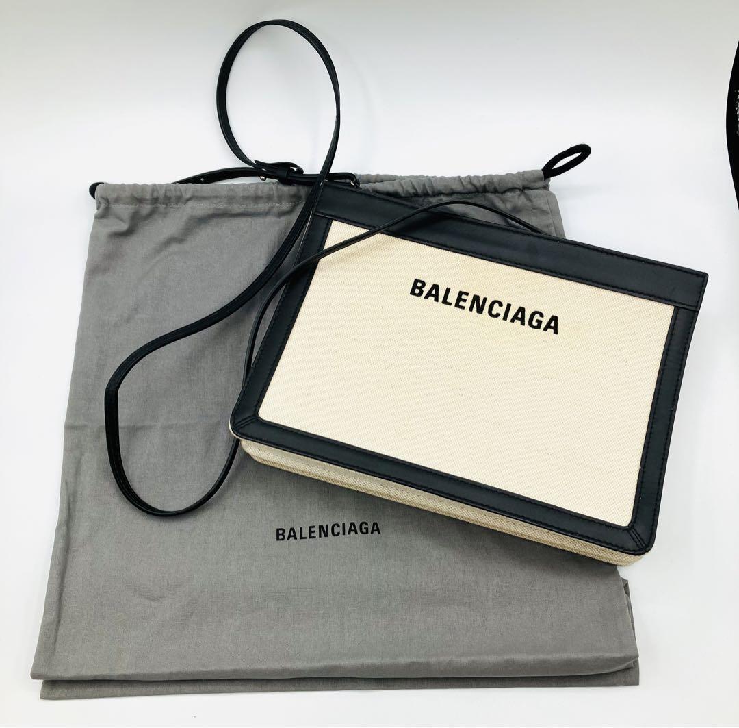 バッグ・カバンその他 Balenciaga bags Balenciaga Pochette Shoulder Bag Canvas Black Ivory with Bag