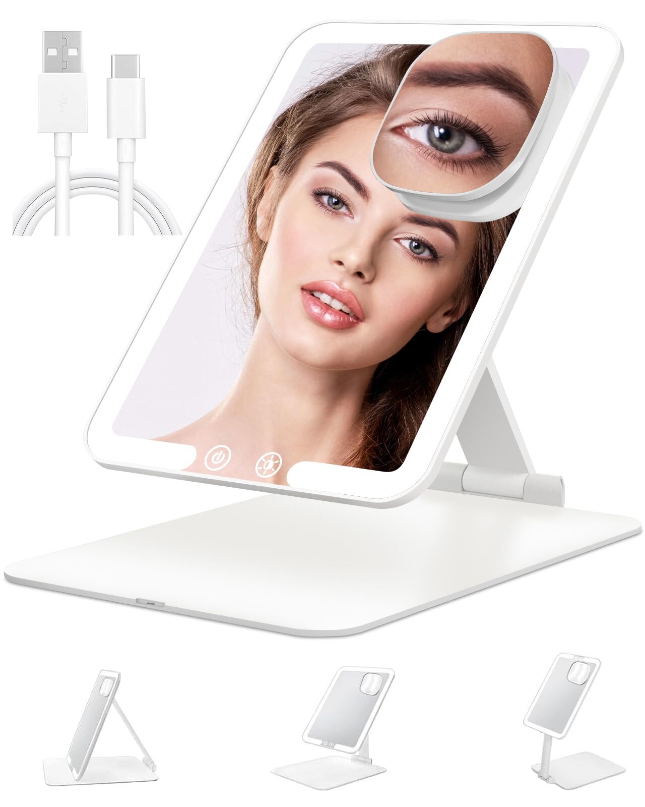 8.3x6.1in Portable LED Travel Makeup Mirror with Light-image