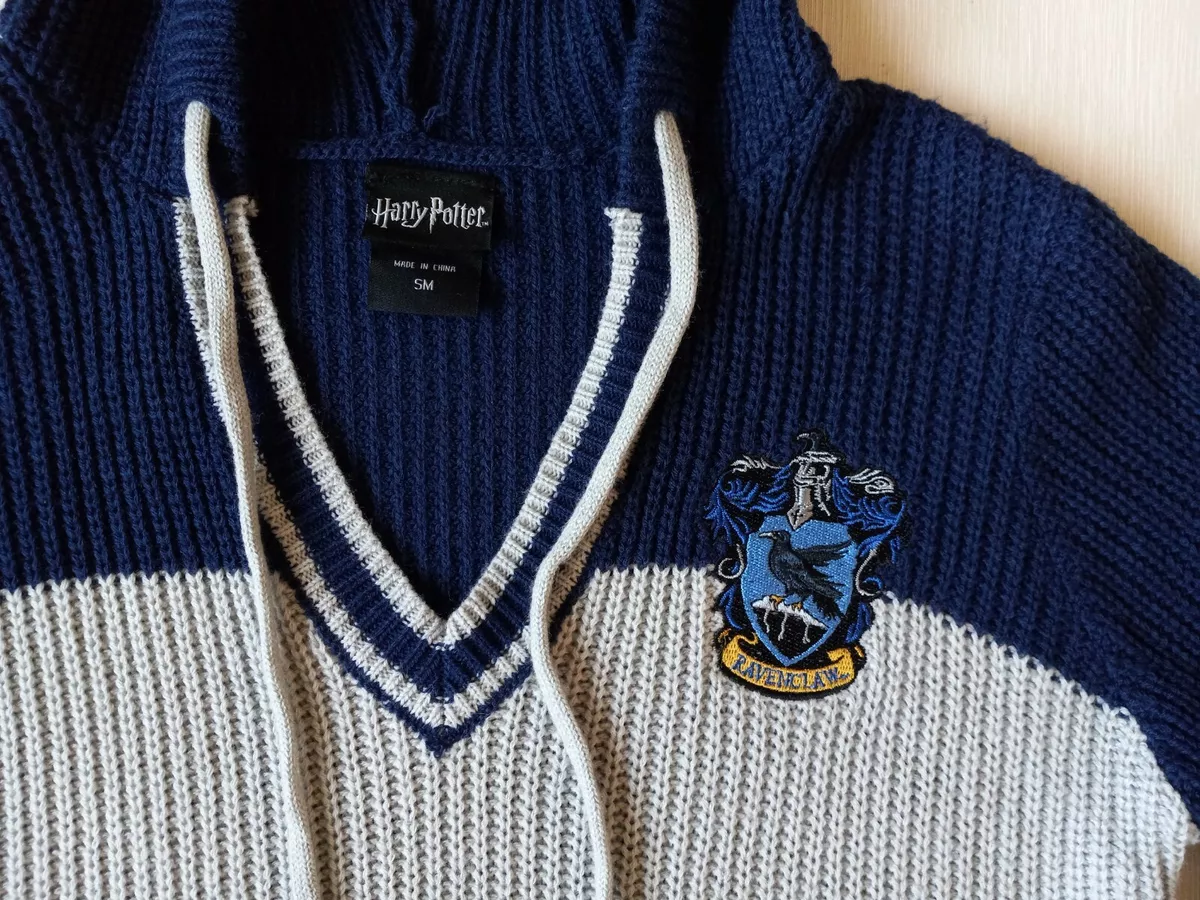 Harry Potter Ravenclaw Knit Hoodie Sweater Womens Small Blue Crest  Oversized Top | eBay