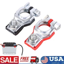 2PCS Top Post Battery Cable Ends Terminal Clamps Connectors Positive Negative